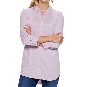 NWT Women's Apt. 9 Button Up High Slit Tunic lilac Xxl